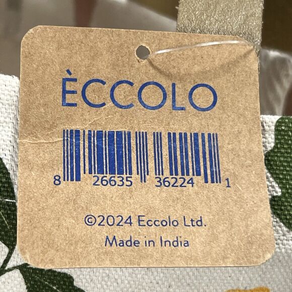 Eccolo MUSHROOM POM POM Reusable Tote Cotton Canvas Bag Multi Botanical - Picture 3 of 12